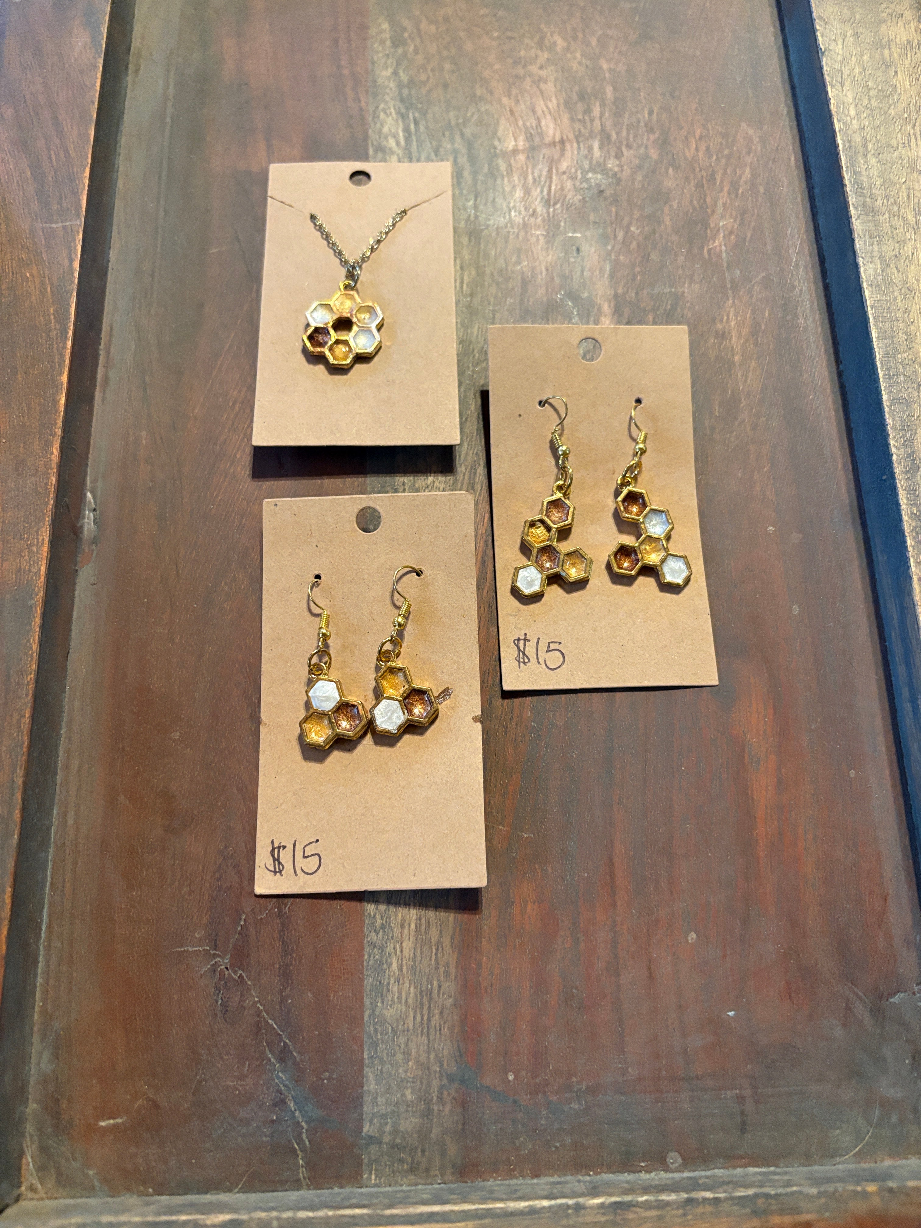 Honeycomb Earring and Necklace Set
